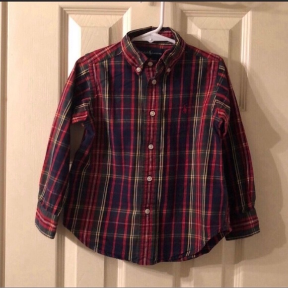 Ralph Lauren Other - Boys Shirt Ralph Lauren Red Plaid Button Down Long Sleeve Shirt Top Boys Size 4